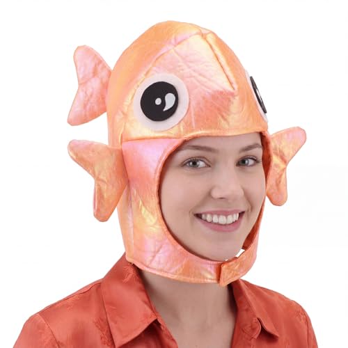 Halfchet Goldfish Halloween Funny Hat Costume Accessory Ocean Costume | 3D Goldfish with Soft Texture, Halloween Funny Hat Costume Accessory， Ocean Costume Sea Animal for Halloween Dress up - style: Goldfish