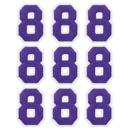 MECCANIXITY Iron on Number Patches 2" Number 8 Iron on Embroidered Patch Sew on Letter Stickers Applique for Repairing Clothing Jeans Shoes Hats DIY(Purple, Pack of 9) - style: Number 8