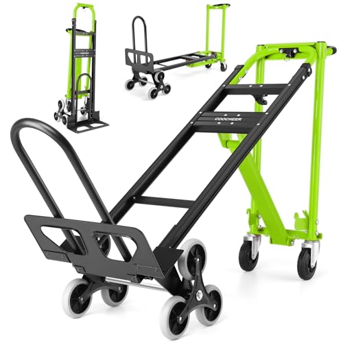 4-in-1 Stair Climbing Cart/Hand Truck Dolly,Convertible Platform Cart Green - color: Green-1