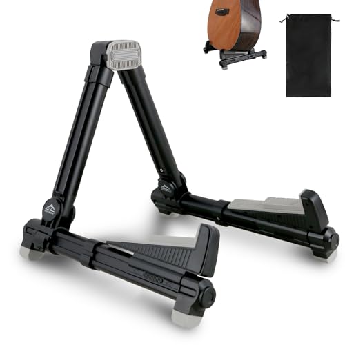 EASTROCK Portable Tripod A Frame Aluminium Music Stand,Black | Folding Guitar Stand,for Acoustic Electric Guitars, Bass, Violin, Ukulele, Banjo - color: black