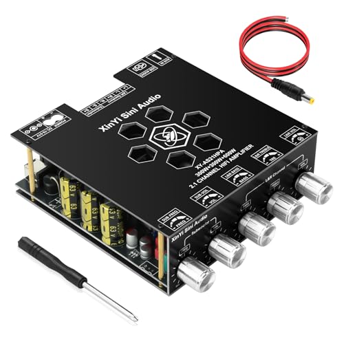 Daakro AS21HPA 2.1 Channel Bluetooth Amplifier Board, 300W*2+600W Peak Power Home Audio Amplifier Board, Amp Wide Voltage Input 19-51V,Supports USB/AUX/BT Input for DIY Wireless Speaker - color: AS21HPA