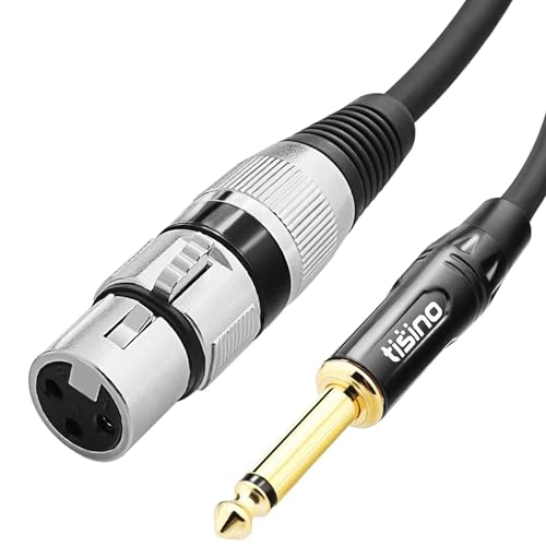 Tisino Female XLR to 1/4" TS Mono Jack Unbalanced Microphone Cable, 6.6 FT | XLR Female to 1/4 Inch TS Mono Interconnect Cable for Dynamic Mic/Speaker/Mixer, Shielded OFC Mic Cord - size: 6.6 feet
