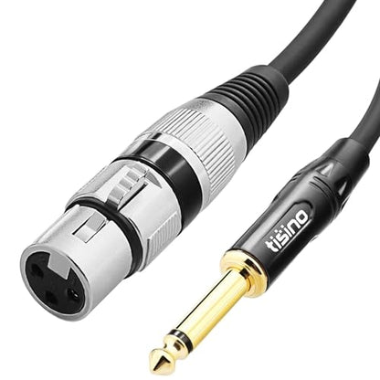 Tisino Female XLR to 1/4" TS Mono Jack Unbalanced Microphone Cable, 6.6 FT | XLR Female to 1/4 Inch TS Mono Interconnect Cable for Dynamic Mic/Speaker/Mixer, Shielded OFC Mic Cord - size: 6.6 feet