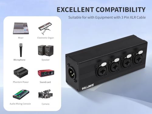 3 Pin XLR 1 Male to 4 Female Splitter,4 Way 1/4 TRS& XLR Input to one-Output Parallel Connection Adapter,Four 6.35mm Microphone inputs Converted to one Output - color: XLR 1 F TO XLR+1/4 F