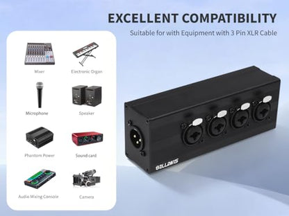 3 Pin XLR 1 Male to 4 Female Splitter,4 Way 1/4 TRS& XLR Input to one-Output Parallel Connection Adapter,Four 6.35mm Microphone inputs Converted to one Output - color: XLR 1 F TO XLR+1/4 F