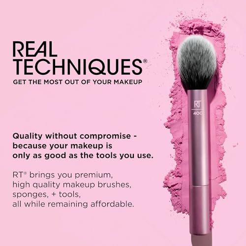 Real Techniques 9 Piece Au Naturale Makeup Brush Set, For Liquid, Cream, & Powder Eyeshadow, Foundation, Blush, Bronzer & Contour, Travel Friendly Brushes, Gift Set, Cruelty-Free Bristles (Pack of 8) - size: 9 Piece Set (Pack of 8), style: Au Naturale, 9
