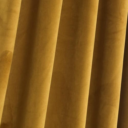 Roslynwood Luxury Soft Mustard Velvet Curtains 63 inches Long Back Tab Thermal Insulated Blackout Window Drapes for Living Room/Bedroom/Dining Room, W52 x L63, 2 Panels - color: Mustard, size: 52"W x 63"L (Pack of 2)