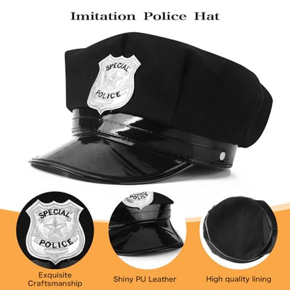 Police Costume Accessories Adjustable Cop Hat for Adults Boys Girls Police Officer Theater Dress Up Theme Party - color: Set-c