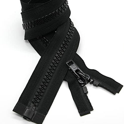 Leekayer 2PCS #5 27" Separating Zipper for Sewing Coats Jacket Zipper Black | 68cm Black Molded Plastic Zippers Bulk (27" 2pc) - color: Black, size: 27"