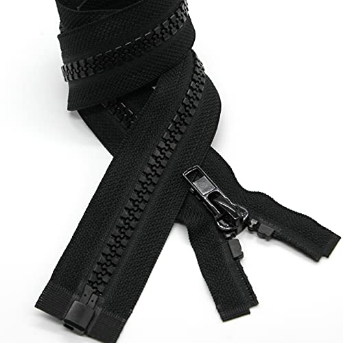 Leekayer 2PCS #5 24" Separating Zipper for Sewing Coats Jacket Zipper Black | 60cm Black Molded Plastic Zippers Bulk (24" 2pc) - color: Black, size: 24"