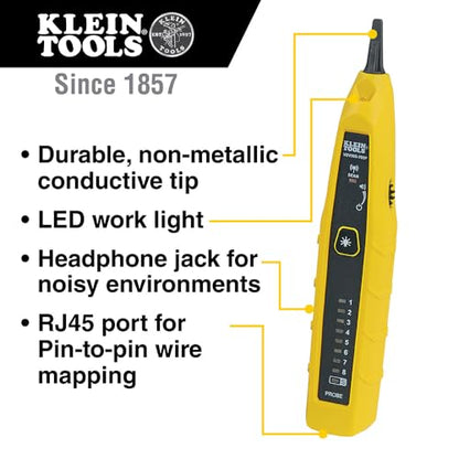 Klein Tools VDV500-705 Wire Tracer Tone Generator and Probe Kit for Ethernet, Internet, Telephone, Speaker, Coax, Video, and Data Cables RJ45, RJ11, RJ12 - style: Tone & Probe Test and Trace Kit