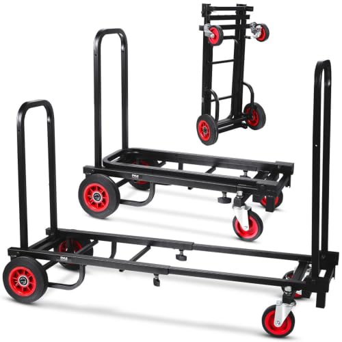 Pyle Compact Folding Adjustable Equipment Dolly - Heavy Duty Multi‑Function Convertible Cart Hand Truck/Platform Cart with Wheels - Expandable Up to 25.24" to 40.24" - 200LBS MAX Load Capacity - size: 25.24'' x 14.25''