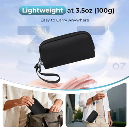 FYY Travel Cable Organizer - 8 Compartments, Lightweight, Water Repellent - color: Black, size: (S) 8.1"× 4.7"× 2.9"