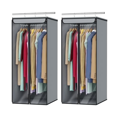 Univivi Garment Bags for Hanging Clothes, Cloth Bag 40 In, 2 PCS, Grey - color: Grey, size: 40"-2PCS