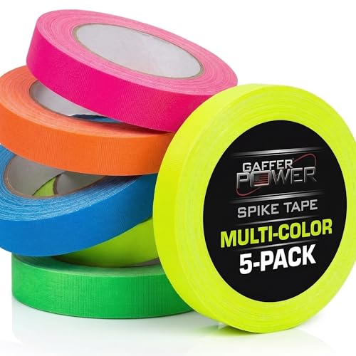 Gaffer Power Spike Tape 5 Pack, Neon Colors, 1 Inch x 20 Yds, Made in USA - size: 1 inch x 20 yards