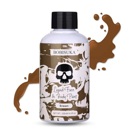 BOBISUKA Brown Face Body Paint Liquid Texture Washable Non Toxic Facepaint Fast Drying Foundation Makeup for Halloween Camo Hulk Hunting Cosplay SFX Costume Party Large Capacity(130ml) - color: Brown