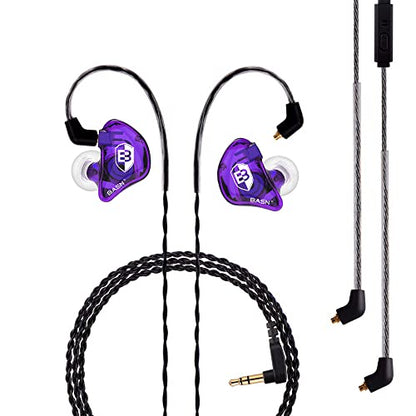 BASN Bsinger Pro in Ear Monitor, Dual Drivers MMCX IEM Earphones (Purple) - color: Purple