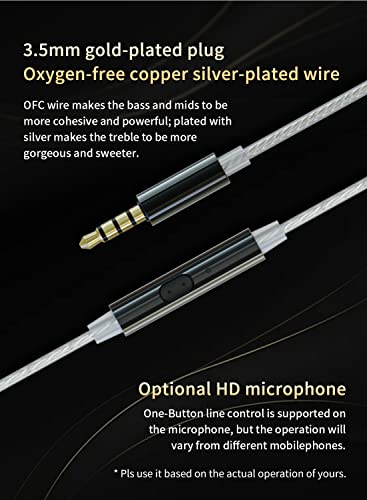 keephifi KBEAR Xuanwu in Ear Monitor Headphones for Musician Singer Audiophile, IEM Earphone 1DD Electroplating Mirror Wired Earbuds with Detachable 2Pin OFC Silver Plated Cable (Silver, No Mic)