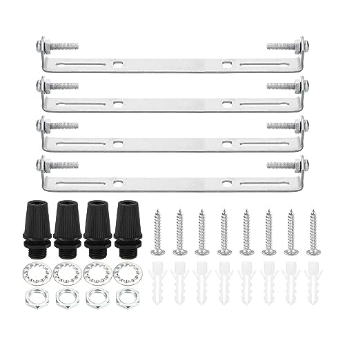 PATIKIL 150mm Ceiling Light Plate Kit, 4 Set Light Fixture Mounting Bracket Plate Steel Crossbar for Home Office Pendant Wall Light, with Screw Washer Nut Kit - size: 150mm