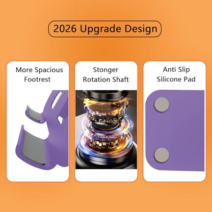 Metal Tablet Stand Holder Adjustable for iPad Kindle Tab, Purple | 360° Rotation, Stability Base, Fully-Fold, Compatible with 4-13" Tablet, iPad Pro/Air 11” 13”, Kindle 11, Galaxy Tab S11 A11 - color: Purple
