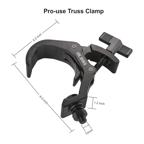 1.57-2.36 Inch Truss Clamp, 4PCS GZhumin Professional Aluminium Black Stage Lighting Clamp Hook with TUV Certified, Heavy Duty 100KG 220LB Lighting Clamps, Fit for 40-60 mm OD Tube
