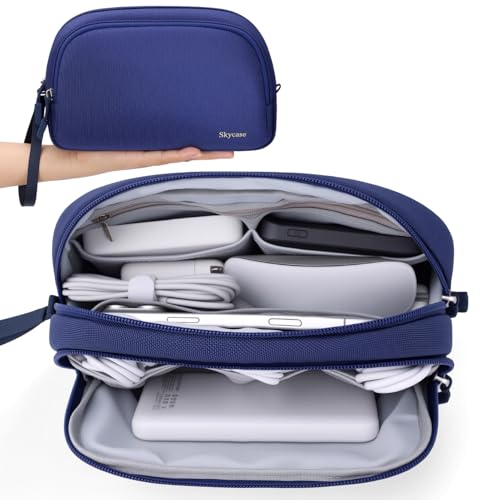 Skycase Travel Electronics Organizer, Cable Organizer Case for Essentials - color: Blue, size: M