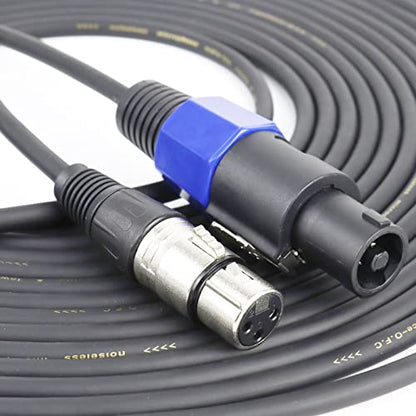 HBU 30 Feet Pack of 1 SpeakOn to XLR Female Cable - 1pc 30FT Microphone Audio Jack Speak-On Type Male Plug to 3 Pole XLR Extension Wire - Pro Mic 3 Pin Connection with Twist Lock - size: 30ft. - 1pc