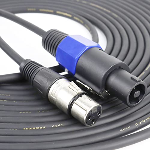 HBU 30 Feet Pack of 1 SpeakOn to XLR Female Cable - 1pc 30FT Microphone Audio Jack Speak-On Type Male Plug to 3 Pole XLR Extension Wire - Pro Mic 3 Pin Connection with Twist Lock - size: 30ft. - 1pc