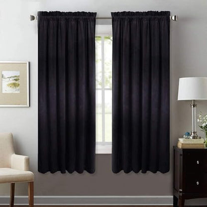 StangH Black Blackout Curtains Dual Rod Pocket, W52 x L63 inches, 2 Panels - color: Neutral Series - Black, size: 52"W x 63"L (Pack of 2)