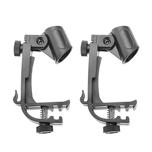 Adjustable Drum Rim Mic Clips, Microphone Mount Clamp (Pack of 2) | Rim-Mount Mic Clips Position Microphones Without a Floor Stand, Check Drum Rim and Microphone Fit Before Purchase