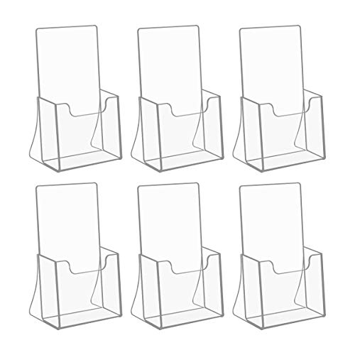 NIUBEE Acrylic Brochure Holder 4 x 6, Flyer Holder Stands Display, 6 Pack | Clear Brochure Display Stand for 4" Trifold Pages, Literature Holder Countertop for Magazine,Pamphlet, Booklets,Menu,Journals - size: 4" x 6", style: 6 Pack