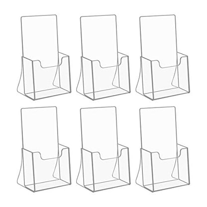 NIUBEE Acrylic Brochure Holder 4 x 6, Flyer Holder Stands Display, 6 Pack | Clear Brochure Display Stand for 4" Trifold Pages, Literature Holder Countertop for Magazine,Pamphlet, Booklets,Menu,Journals - size: 4" x 6", style: 6 Pack