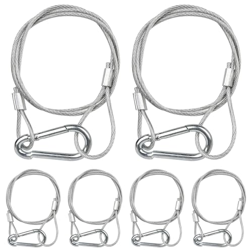 Mad Owl Safety Rope Fixing Device, Stage Light Safety Cable,Transparent Rope Head Truss Accessories Clamp Hook, 0.08 inches Diameter, 19.6 inches Length, (Pack of 6 White) - size: 6P 2mm/0.079"-50cm/19.69"