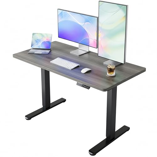 HUANUO 40x24 Inch Electric Standing Desk, Height Adjustable, Grey | 176 Lbs Capacity, Smooth Home Office Desk, 4 Memory Presets & Headphone Hooks, 28.3–46.5 Inch Height Range, Easy to assemble - color: Grey, size: 40" X 24"