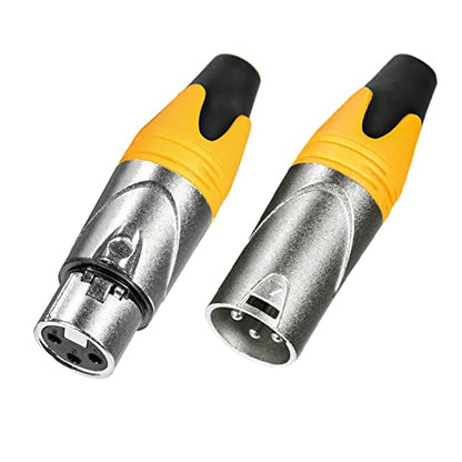 MFL. 3-Pin XLR Cable Connector Male and Female with Nickel Housing and Silver Contacts Mic Cable Plug Connector Audio Socket, Yellow, 10 Pairs - color: Yellow, 10 Pairs