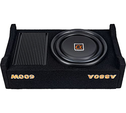 Alphasonik AS80A 8" 600 Watts with a Built-in Amplifier Down-Firing Shallow Mount Enclosed for Tight Spaces in Cars and Trucks, Slim Thin Loaded Subwoofer Air Tight Sealed Bass Enclosure - size: 8 Inch - 600 Watts Active