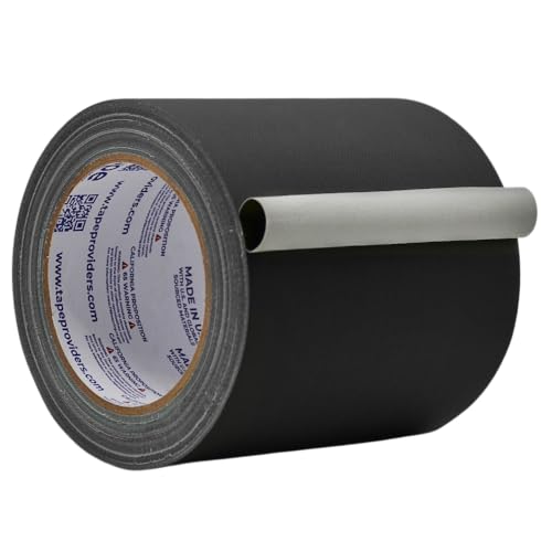 WOD GTC12 Gaffer Tape, Black Low Gloss Finish Film, 4 inch x 60 ft. (Pack of 12) Residue Free, Non Reflective Cloth Fabric, Secure Cords, Water Resistant, Photography, Filming Backdrop - color: Black, size: 4 in. - Pack of 12
