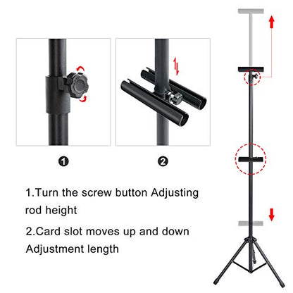 AKTOP Heavy Duty Tripod Banner Stand, Adjustable Poster Stand for Display | Double-Sided Floor Sign Holder Fits Banners Up to 79.9 in, Wind-Resistant Metal Alloy, Adjustable Height, For Stores & Events
