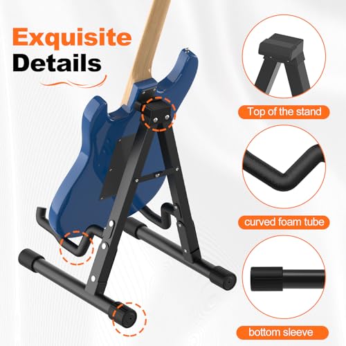 Guitar Stand - Electric, Acoustic and Bass, Banjo Stand, A-Frame Metal Folding Guitar Rack with Non-Slip Rubber Sleeves and Foam Arms Black (Pack of 2) - size: GSA-001C (Pack of 2)