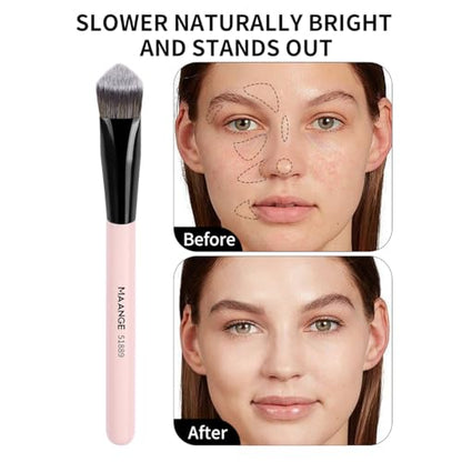 MAANGE Makeup Brushes 4 Pcs Makeup Brush Set for Foundation Concealer Contour Liquid Blending Face Kabuki Makeup Brush Kit (Pink) - color: Pink