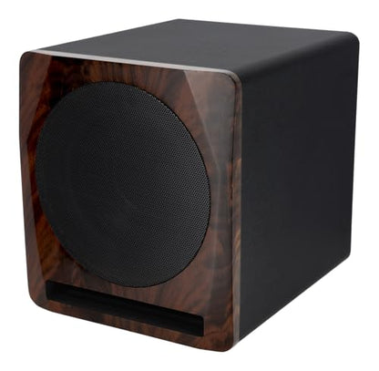 Rockville APM10D Active Studio Subwoofer in Dark Wood, 10", 400W, MDF Wood, RCA/XLR/Optical, Front-Firing Port, Perfect for Studios and Music Production - color: dark wood