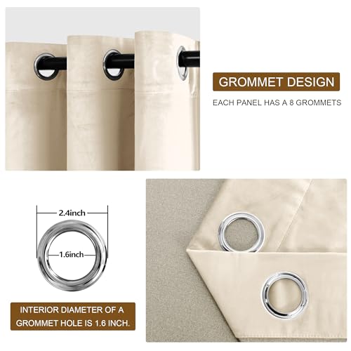 DWCN Velvet Curtains - Elegant Thermal Insulated Room Darkening Window Drapes for Bedroom, Living Room, Tieable Solid Grommet Curtains & Drapes Set of 2, 52 Wide by 63 inches Length, Beige - color: Camel Beige, size: 52"W x 63"L (Pack of 2)