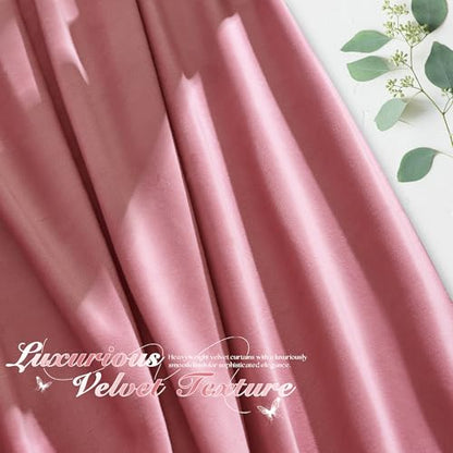 Manyshofu Pink Velvet Curtains, 2 Panels Blackout 52x96 | Luxurious Velvet Feel, Thermal Insulated Noise Reducing, Dual Back Tab And Rod Pocket Hanging, Machine Wash Fade-Resistant - color: Pink, size: 52"W x 96"L (Pack of 2)