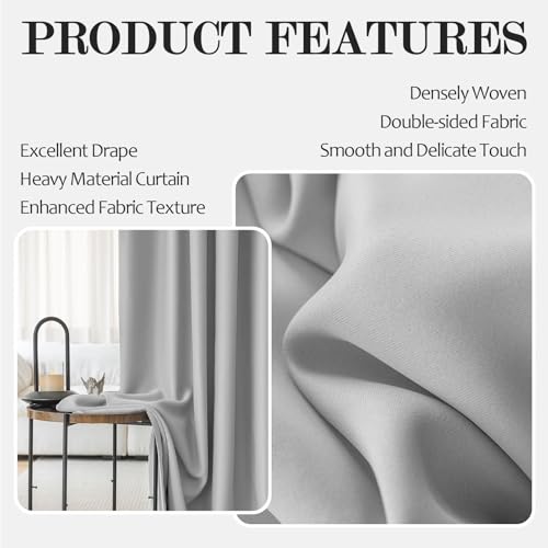 Thermal Insulated Blackout Curtains, 96 Inches Long, 2 Panels | Back Tab and Rod Pocket, Sound Proof, Pinch Pleated, With Hook for Track System - color: Grey, size: 52"W x 96"L (Pack of 2)