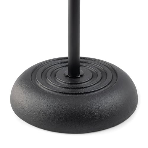 On-Stage MS7201B Round-Base Mic Stand (Supports Dynamic and Condenser Microphones, Height Adjustable 33"–60", Standard 5/8"-27 Threading, 7 lb, 10" Metal Base, Rubber Feet, Cable-Management Clip) | 7 lb weighted base with die-cast zinc clutch and 5/8-27 t