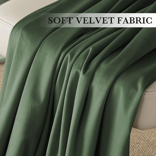RYB HOME Army Green Velvet Curtains 84 inches for Bedroom Living Room - color: Army Green, size: 52"W x 84"L (Pack of 2)