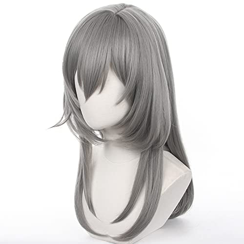 Anime Grey Long Wigs Women Straight Hair with Bangs COS Adult Game F!Trailblazer Cosplay Wigs Halloween,Christmas,Comic con,Game Show,Party - color: Gray W