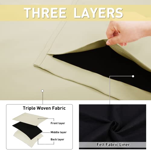 NICETOWN Sound Barrier 100% Blackout Divider Curtains 84", Noise, Heat and Cold Blocking Drapes with Felt Fabric Lining for Noise Reducing/Nursery/Daytime Sleep/Bedroom (Beige, 2 PCs, 52" Wide) - color: Beige, size: 52"W x 84"L (Pack of 2)