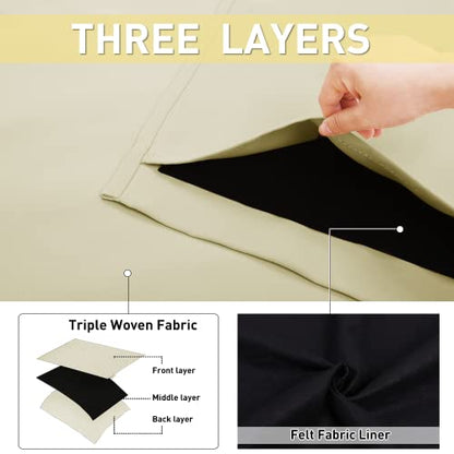 NICETOWN Sound Barrier 100% Blackout Divider Curtains 84", Noise, Heat and Cold Blocking Drapes with Felt Fabric Lining for Noise Reducing/Nursery/Daytime Sleep/Bedroom (Beige, 2 PCs, 52" Wide) - color: Beige, size: 52"W x 84"L (Pack of 2)