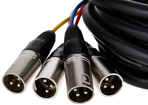 Monoprice 4-Channel XLR Male to XLR Female Snake Cable - 20 Feet - Black/Silver, Metal Connector Housings, Plastic and Rubber Cable Boots - size: 20 Feet